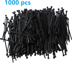 Zip Ties 4 inch 1000 pcs Cable Zip Ties with 18 Pounds Tensile Strength, Black C