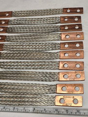 Burndy Flexible Copper Braid, 12″ Long, 2 Holes, 2 Ferrules Model BD12