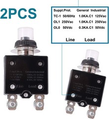 2Pcs 30Amp Circuit Breakers Push Button Manual Reset 125/250V AC 50V DC, L1 Seri