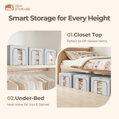 3Pack 40L Clothes Storage Bins with Metal Frame, Foldable Oxford Fabric Close…