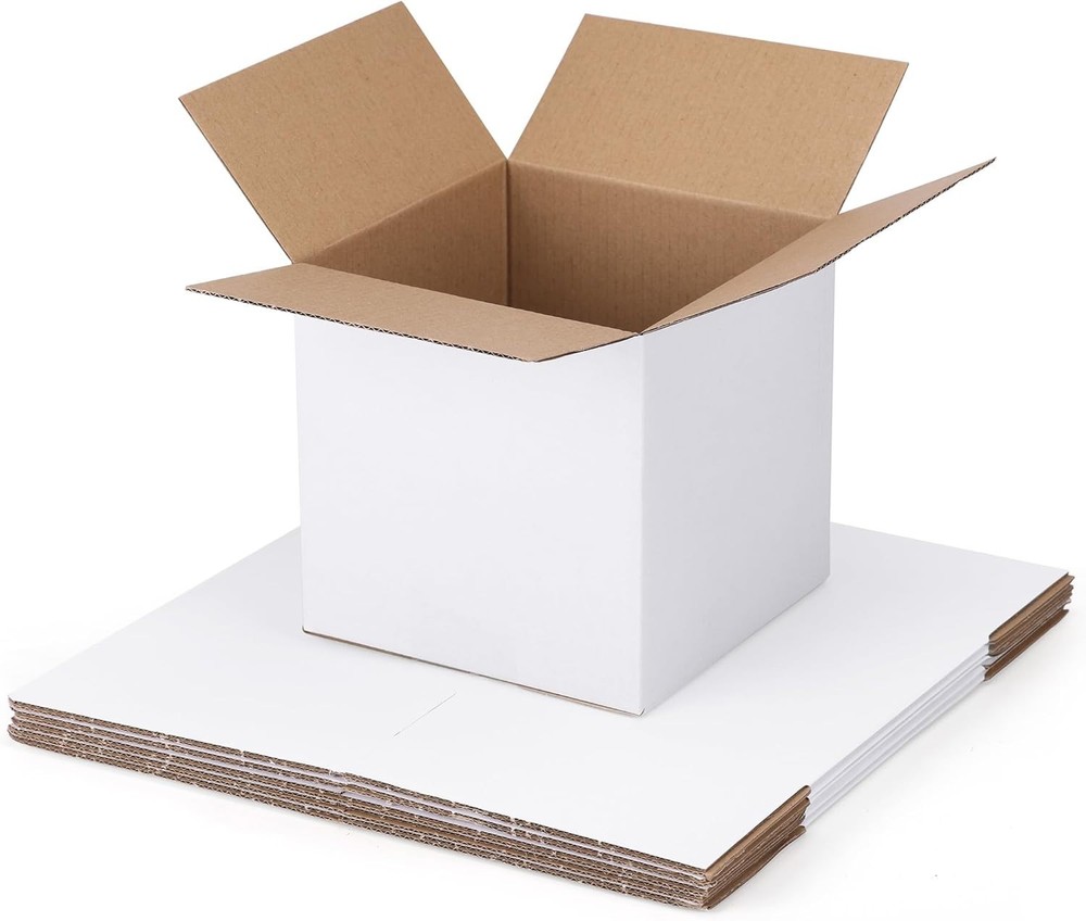 Shipping Boxes 6x6x6/10x7x5 Set Of 6, White Corrugated Cardboard Box For Mailing