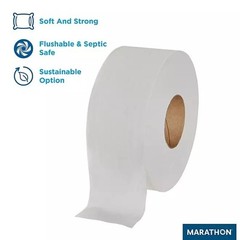 Marathon Jumbo Roll Commercial 2-Ply White Toilet Paper 6 Rolls, 1000 ft./roll