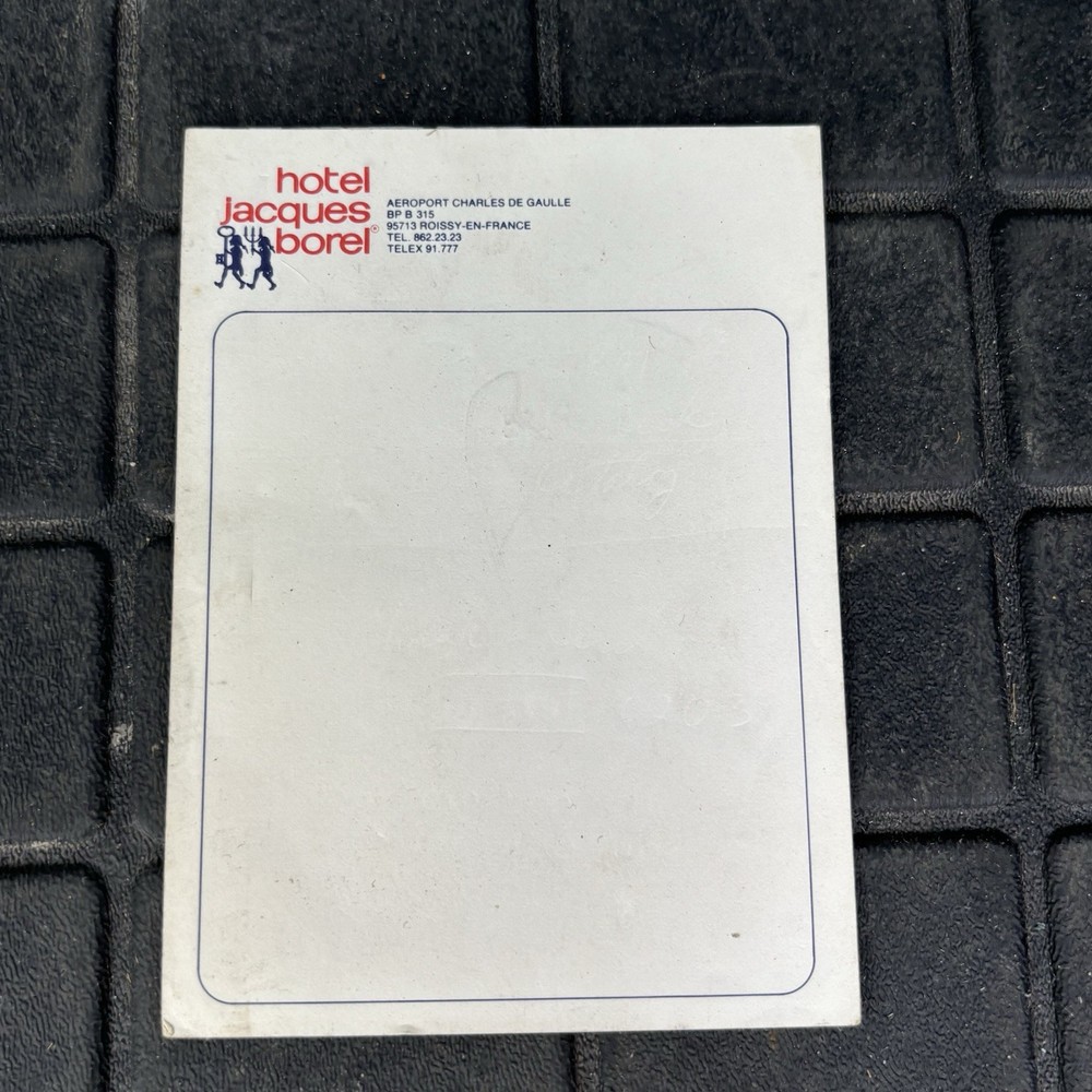 Vintage 1980s Hotel Jacques Borel Aeroport Charles De Gaulle Not Pad
