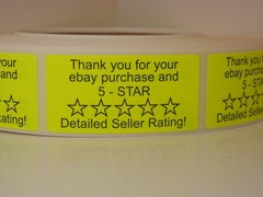 Thank You Sticker Label eBay Purchase 1×2 yellow fluorescent 250/rl