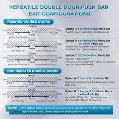 Surface Vertical Rod Exit Device, 32In Commercial Door Push Bar Panic Device wit