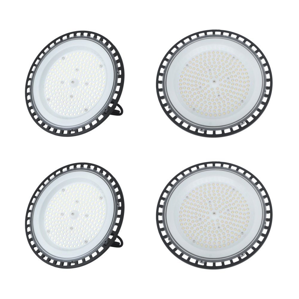 4 Pcs 150W UFO LED High Bay Light 18000LM Lighting Fixture With Hook Safety Rope