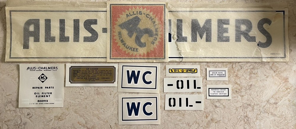 Decal Set Black Letters Fits Allis Chalmers WC Tractors 1930’s-40 Original Pkg