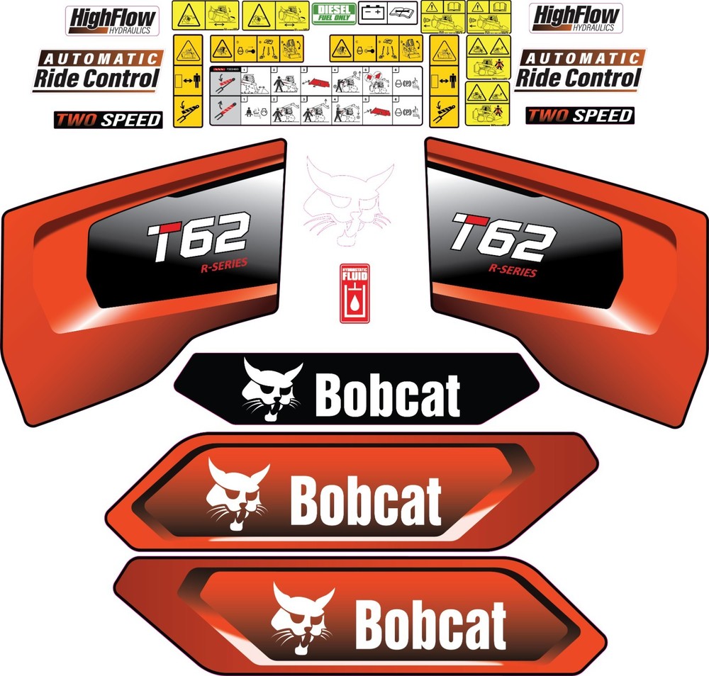 Fits Bobcat T62 Decal Kit Skid Steer / safety decals 3M VINYL / FREE SHIPPING