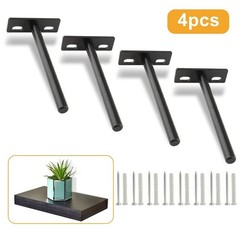 Cionyce 4 Pcs 5 Inch Heavy Duty Floating Shelf Bracket Black