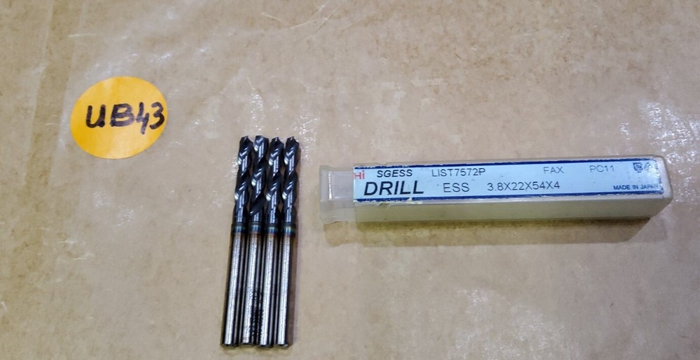 NACHI 3.8MM POWDERED METAL TIALN COATED DRILL , 4 PCS