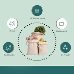 Canvas Cotton Double Drawstring Thick Reusable High Quality Storage Muslin Bags