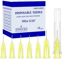 Disposable Luer Lock Needle 30Ga 5/16 Inch 8mm 100Pack(30Ga-5/16IN)