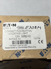 EATON CUTLER-HAMMER,E30BM,COMPACT PUSHBUTTON WITH INDICATOR LIGHT 120V, New