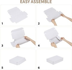 Set of 50 White Corrugated Shipping Boxes for Packing and Mailing Small Items