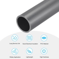 PVC Rigid Round Pipe 28.8mm 1-1/8″ ID 34mm OD 350mm Light Grey High Impact