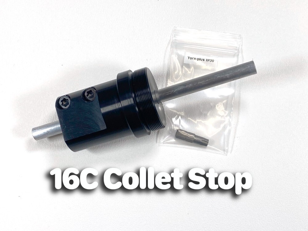 Unique 16C Collet Stop w/11 different size stop pins – Quick and easy adjustment