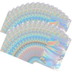 100 Mylar Holographic Resealable Bags 5.5×7.8″ Smell Proof Foil Pouches for Food