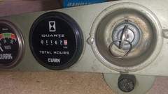 Clark Volt Meter, Hours Meter, Key Switch and Fuse Holder on steel panel – used