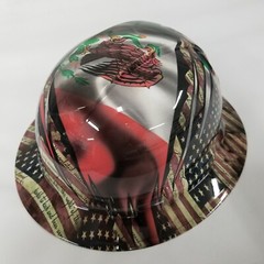NEW FULL BRIM Hard Hat custom hydro dipped MEXICAN ROOTS/AMERICAN PRIDE NEW