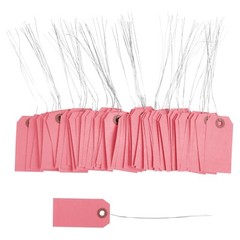 100 Cool Pink Tags with Wire 3 1/4″ x 1 5/8″ Size 2 Inventory Shipping Hang Tag