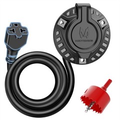 15A 125V AC Port Plug, 5-in-1 T-Blade Adapter & 18” Extension Cord Waterproof