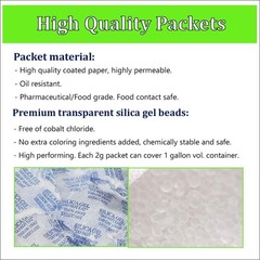 Silica Gel Packs 100 Packets 2 Gram Desiccant Moisture Absorber Oil Resistant…