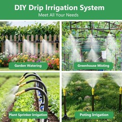 100FT Drip Irrigation Kit with Adjustable Nozzles for Garden & Lawn Watering