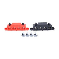 Red & Black 5/16″ 4 Stud Power Distribution Busbar Bus Bar With Cover Fast Ship