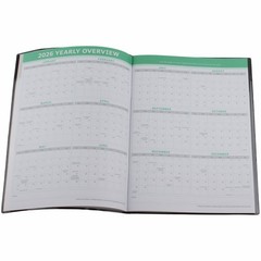 2026 Weekly Monthly Planner Notebook Agenda Vinyl Cover Black