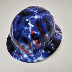 full brim VENTED hard hat custom hydro dipped IN AMERICAN THUNDER NEW VENTED
