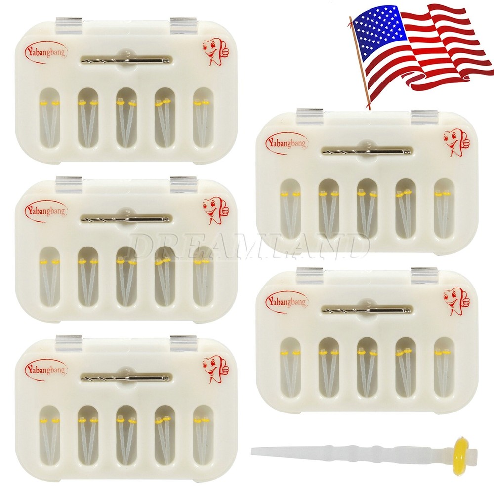 5-100 Boxes Dental Fiber Post Resin Post Screw Thread Quartz 5-Drills HKD