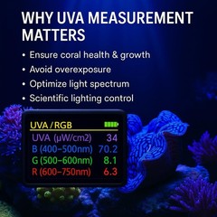 AH-Reef PAR Meter,Test PPFD,UVA w/m²,Waterproof Sensor,Show R,G,B% in Aquarium L