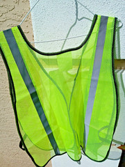 Yellow w gray high vis reflective strips breathable mesh safety vest, new