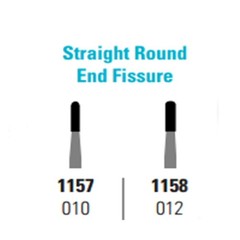 FG 1157 Straight Round End Fissure Carbide Bur 10 Pk Dome Plain FG