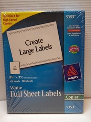 create large labels , white full sheet labels, 100 labels ,100 sheets white