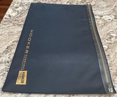 Vtg Vinyl PVC Slide Zip Close Paper Document Pouch Blue “Hooker Chemical Corp.”