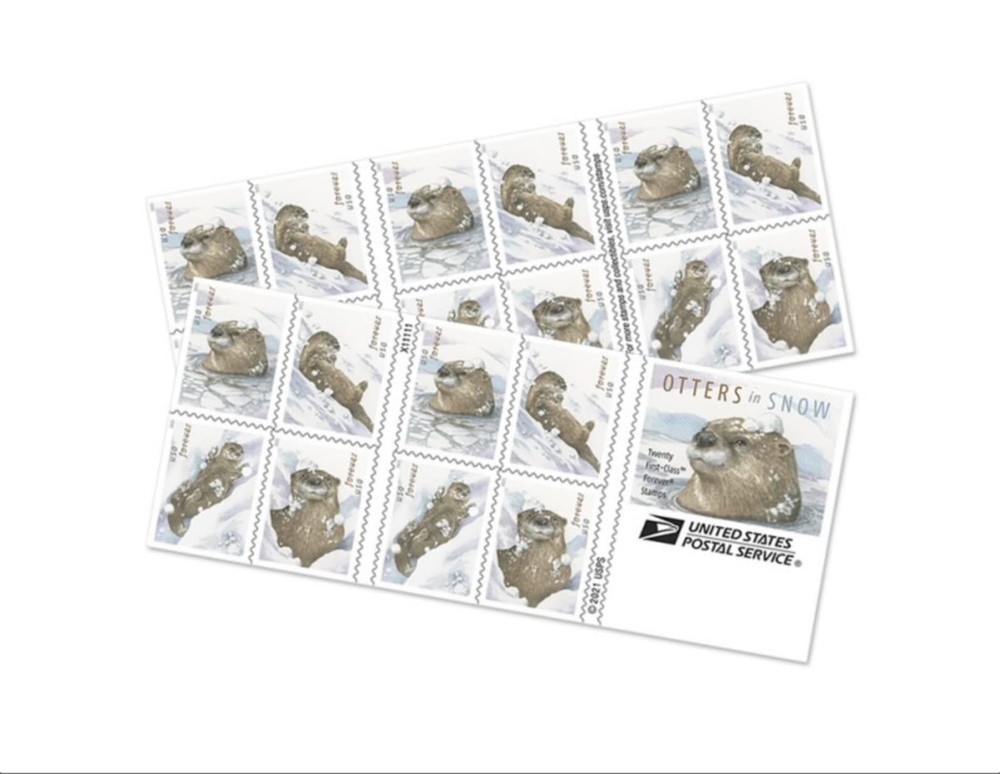 United States Postal Service Usps 2021 Otters In Snow Forever First Class