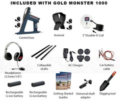 MINELAB GOLD MONSTER 1000 METAL DETECTOR 5 Inch Coil, Headphones 3 YEAR WARRANTY