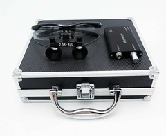 Dental 2.5X Binocular Loupes with 3W LED Head Light Aluminum Box Black US STOCK