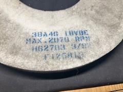 NOS Norton 12″ Vitrified Grinding Wheel – 38A46-I8VBE 2070 RPM Type 1