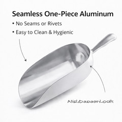 Choice 38 oz Aluminum Utility Scoop Seamless No Rivets Easy Clean 12 3/4″