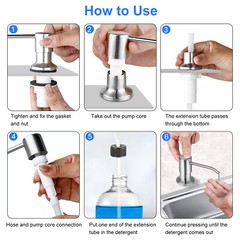 Brass Brushed Nickel Soap Dispenser 47″Extension Tube Kit for Kitchen Sink Pump