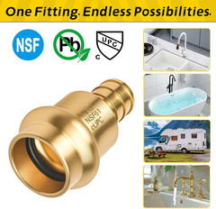 12 Pack 1/2″ Press X 1/2″ PEX Crimp Coupling Brass Fittings – Lead-Free Copper P