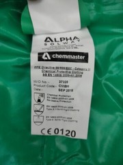 ALPHA SOLWAY CHEMMASTER GREEN COLLARED CHEMICAL COVERALL SIZE L