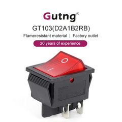 2x On Off Red Light Rocker Switch 250V AC 16 AMP 125V 20A DPST 4 lug legs
