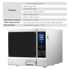 22L Class B Dental Medical Autoclave Vacuum Steam Sterilizer Bulit in Printer