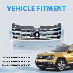 Front Bumper Grill Grille Compatible with 2018-2020 Volkswagen VW Atlas Upper