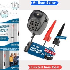Sump Pump Float Switch Hi-Lo Dual Sensors Built-In Alarms Maintenance Free 120V