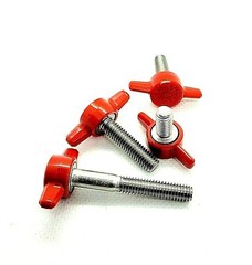 3/8″ Thumb Screw T Bolts Red Butterfly Tee Wing 1 1/2″ Plastic Knob Stainless