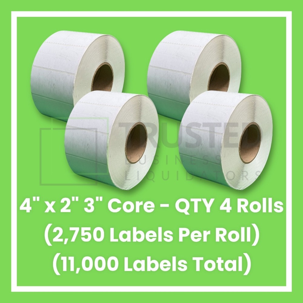 4″ x 2″ Direct Thermal Labels – 3-Inch Core, 4 Rolls, 11K Total Labels ZEBRA 4X2